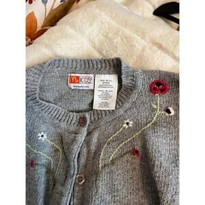McKids McDonalds VTG Baby 24M Cardigan Grannycore Floral Embroidered Grey Spring